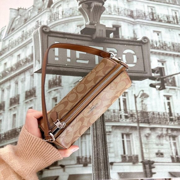 Coach CP475 Nolita Barrel Bag In Signature Canvas IN KHAKI SADDLE - Picture 5 of 8